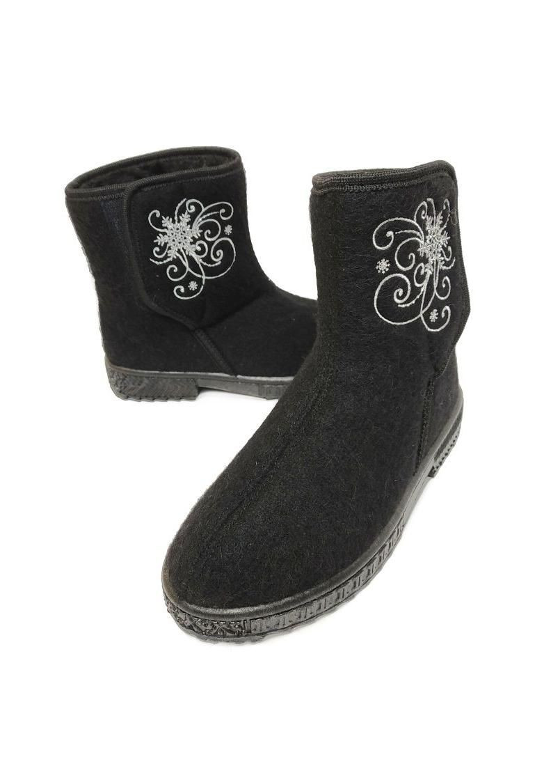 Черные бурки женские короткие черные на липучке 5005-2 Dago