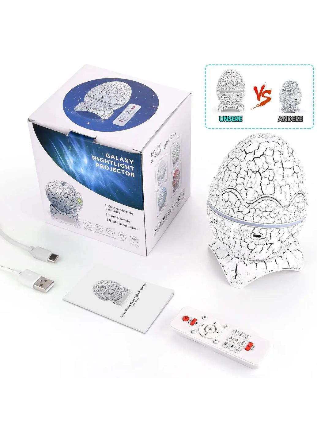 Ночник-проектор "Яйце Динозавра" Bluetooth, USB, Колонка, Підсвічування No Brand (372444628)