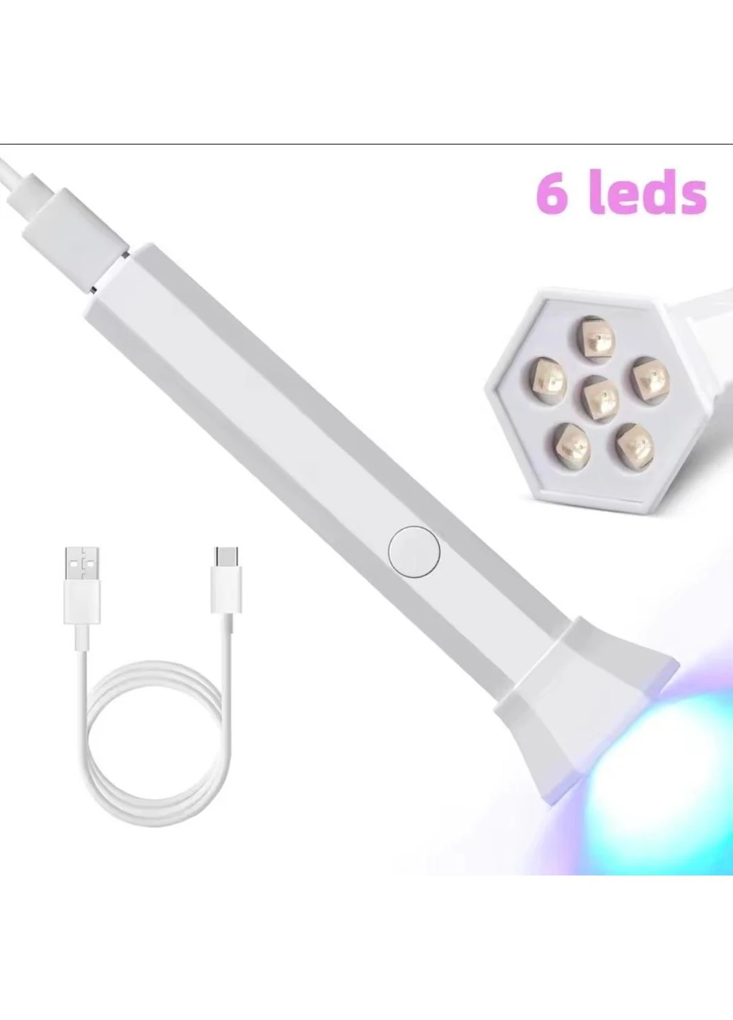 Аккумуляторный портативный УФ/LED фонарик для маникюра без бренда 18 Вт 405 nm 6 светодиодов экспресс полимеризация No Brand (386791859)