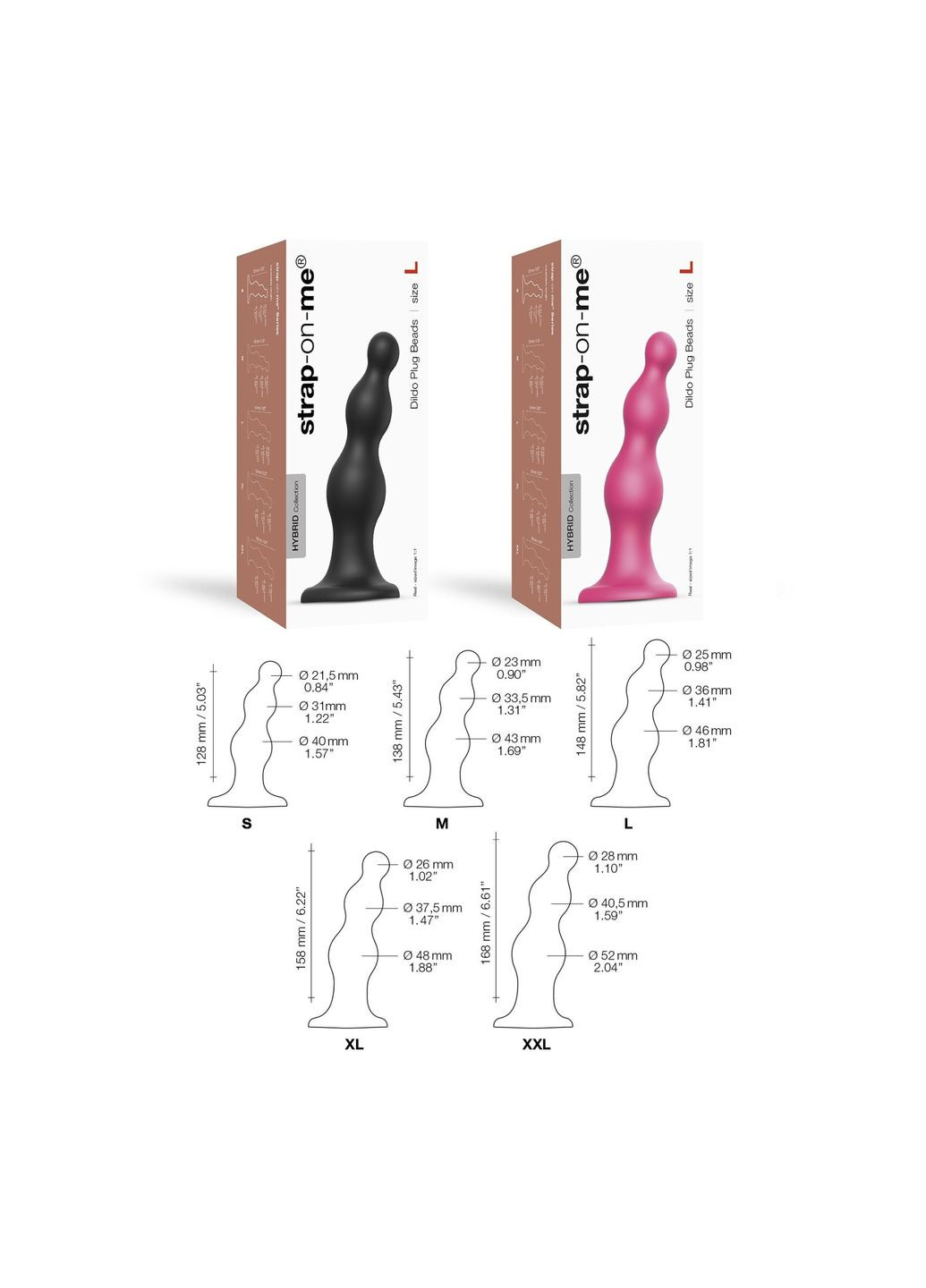 Насадка для страпона Dildo Plug Beads Black XXL Strap-On-Me (296627209)