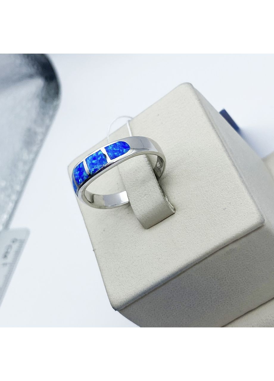 Каблучка срібна з блакитним опалом 19 2,94 г No Brand (370142672)