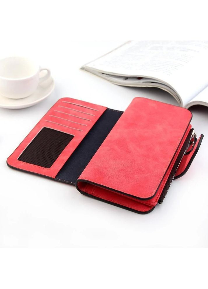 Замшевый женский кошелек клатч 19х10х3 см, Forever, Коралловый / Женский портмоне / Женский кошелек Baellerry (370967805)