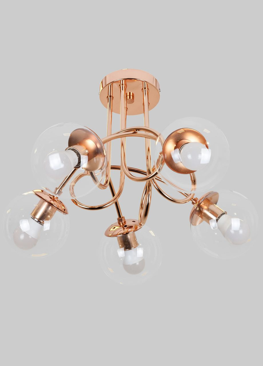Потолочная золотая люстра с 5 плафонами-шарами "Modern Glow" (52-9910-5 GOLD+CL) No Brand (370070773)