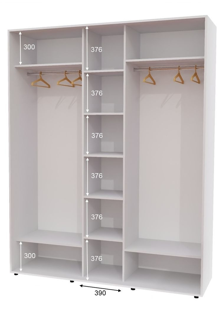 Шкаф-купе трехдверный 200*60*230 см Белый 3 двери ДСП ШК-04 Алекса (360463634)