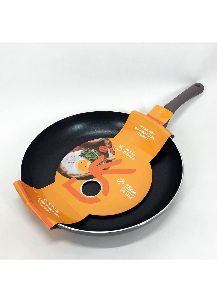 Сковорода алюмінієва 28 см WD-1018B індукція, сковорода з товстим дном, зручна на кухню Well Done (366892677)