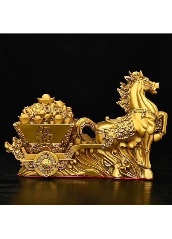 Яскравий декор для дому статуетка « кінь із возом багатства» — символ року 2026, талісман успіху, достатку та процвітання No Brand (371556373)