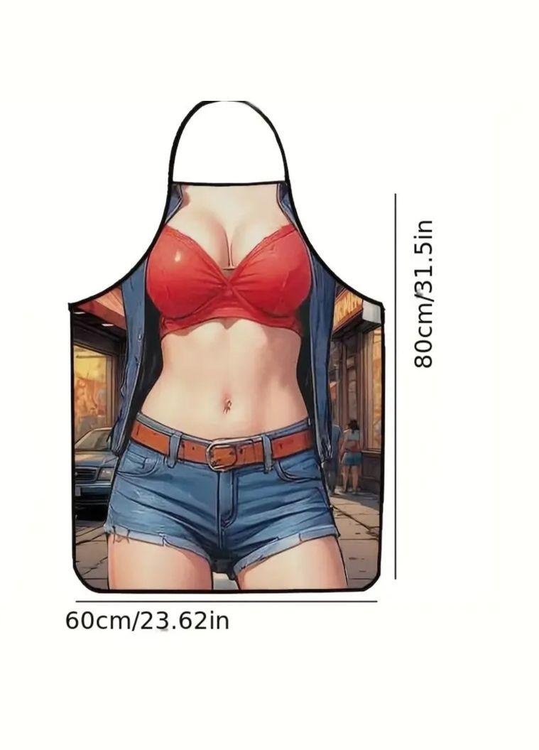 прикольний дівчина в джинсових шортах 80 на 60 см різнобарвний Jannet Фартух (328262770)