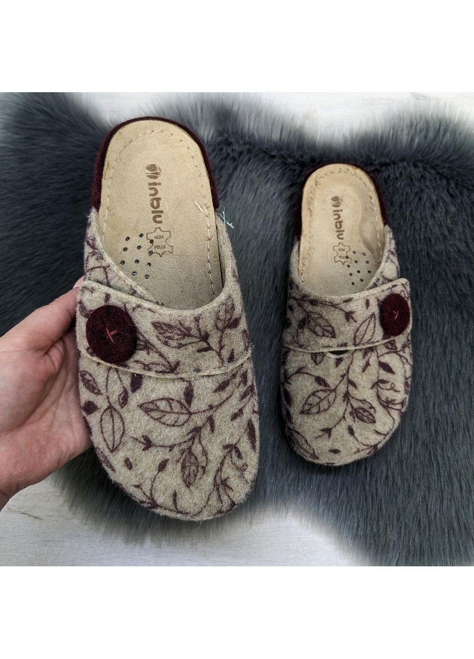 Тапочки домашні жіночі фетрові на широку ногу Inblu (311216631)