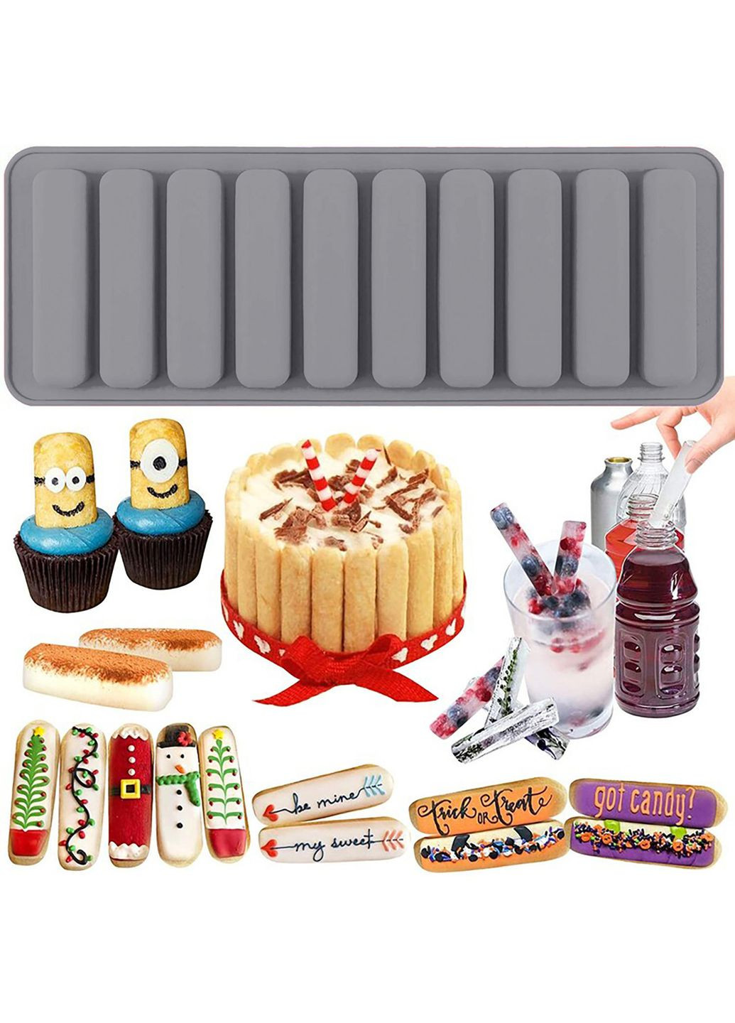 Форма силіконова для льоду та випічки печива Хомка, Дамські Пальчики, батончиків, бісквітів, паличок Савоярді A-Plus (282596074)