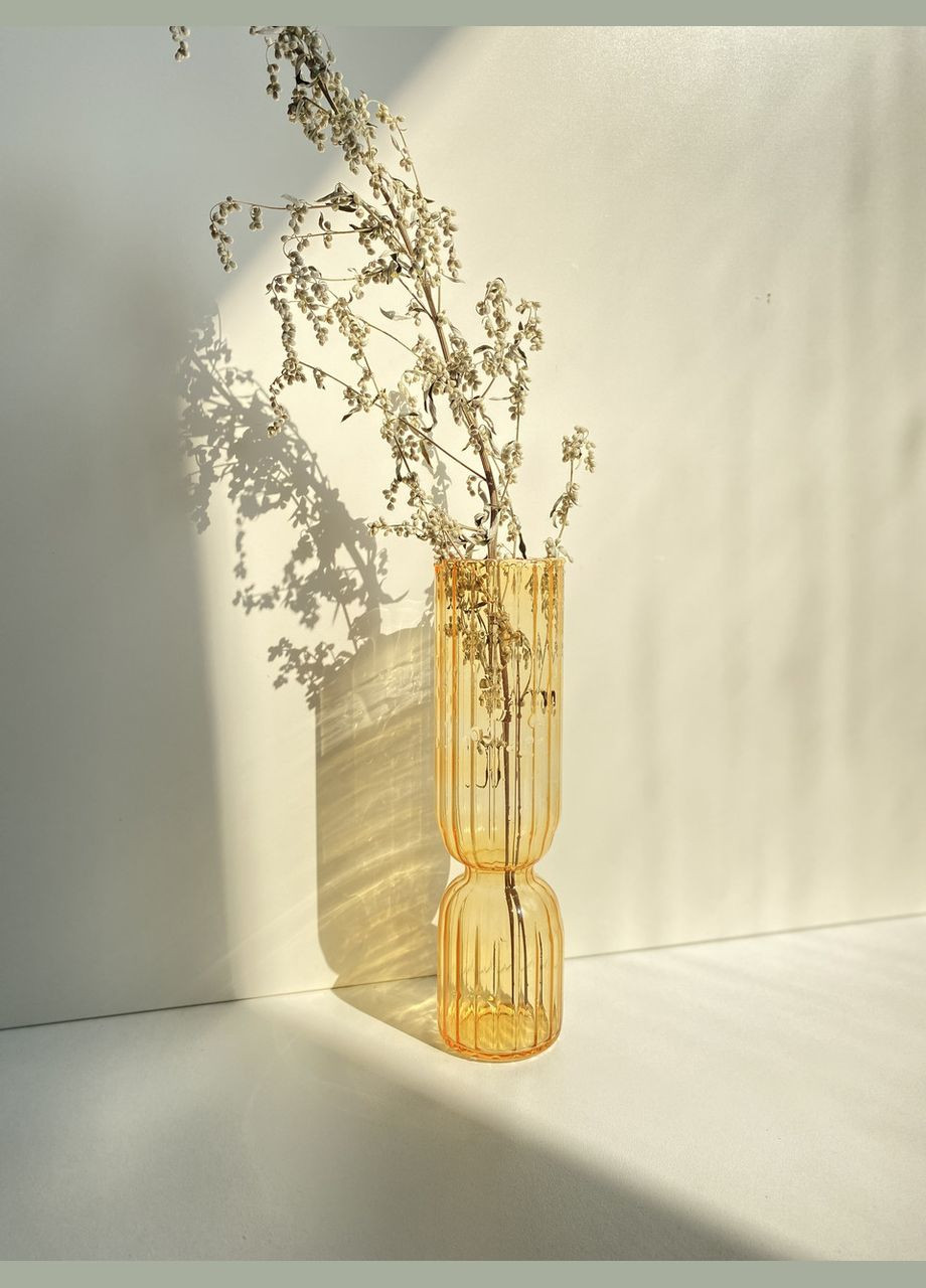 Ваза для цветов REMY-DEСOR стеклянная декоративная ваза Венди желтого цвета высота 17 см для декора дома REMY-DECOR (266138069)