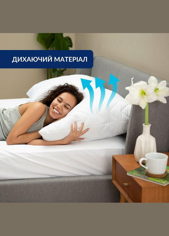 Чехол наволочка защитный 2 шт 70x70 см на съемный подушку с молнией стеганный белый микрофибра IDEIA (334726972)