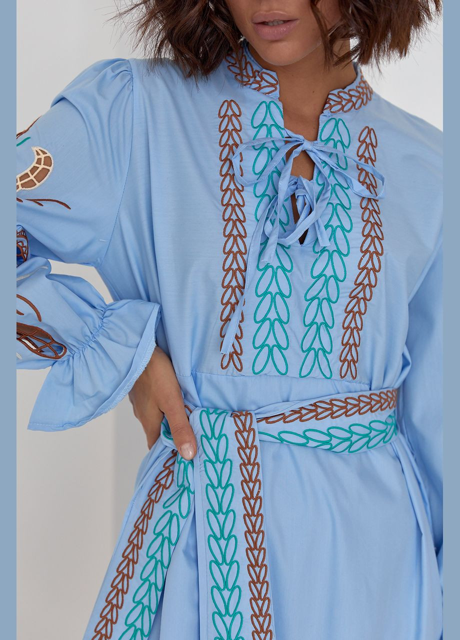 Блакитний зимній жіноча вишита сукня жито блакитна ESQ 4499