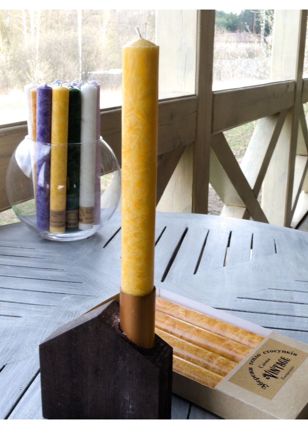 Набір свічок пальмові столові Цитрін 4 шт 35 год Vintage (372130608)