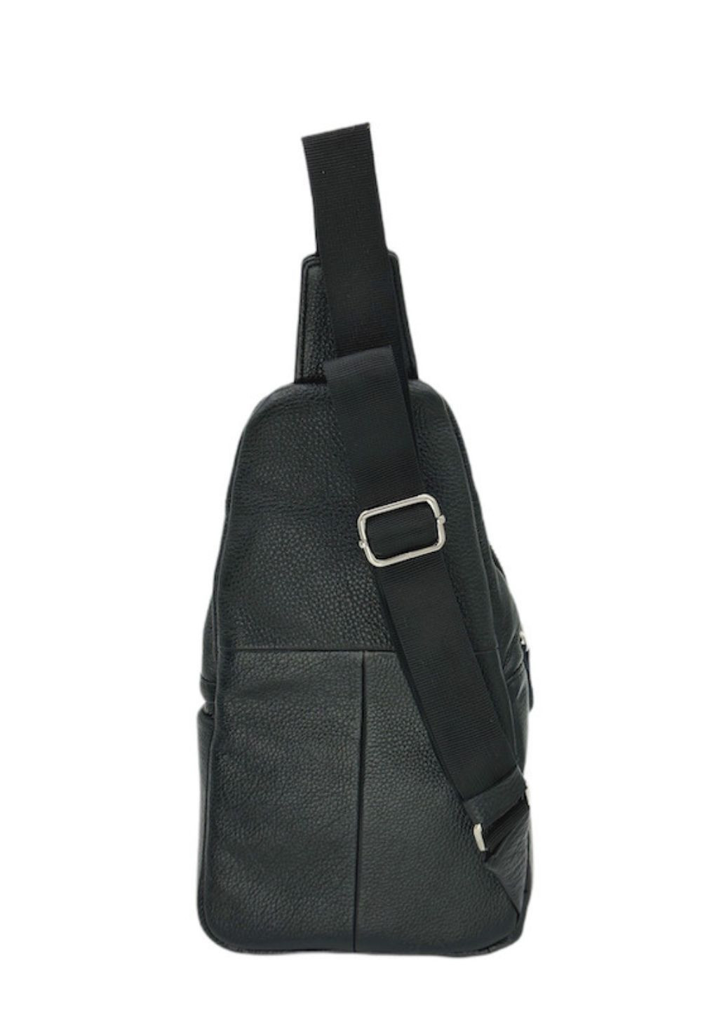 Стильная мужская сумка-слинг нагрудная из натуральной кожи на молнии, чёрная LQ 815510 (278649314)