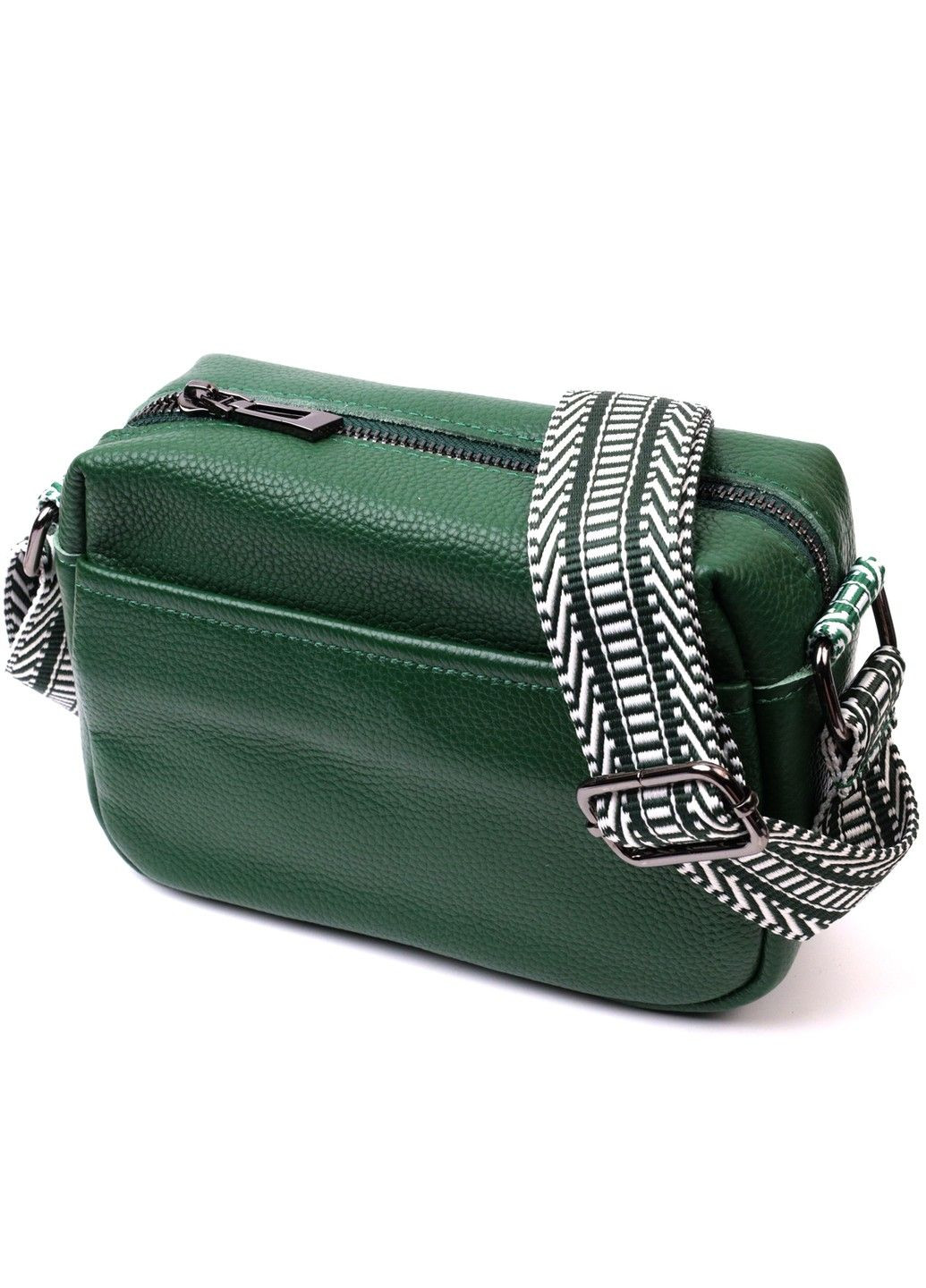 Сумка на одне відділення для стильних жінок із натуральної шкіри 22603 Зелена Vintage (297956949)