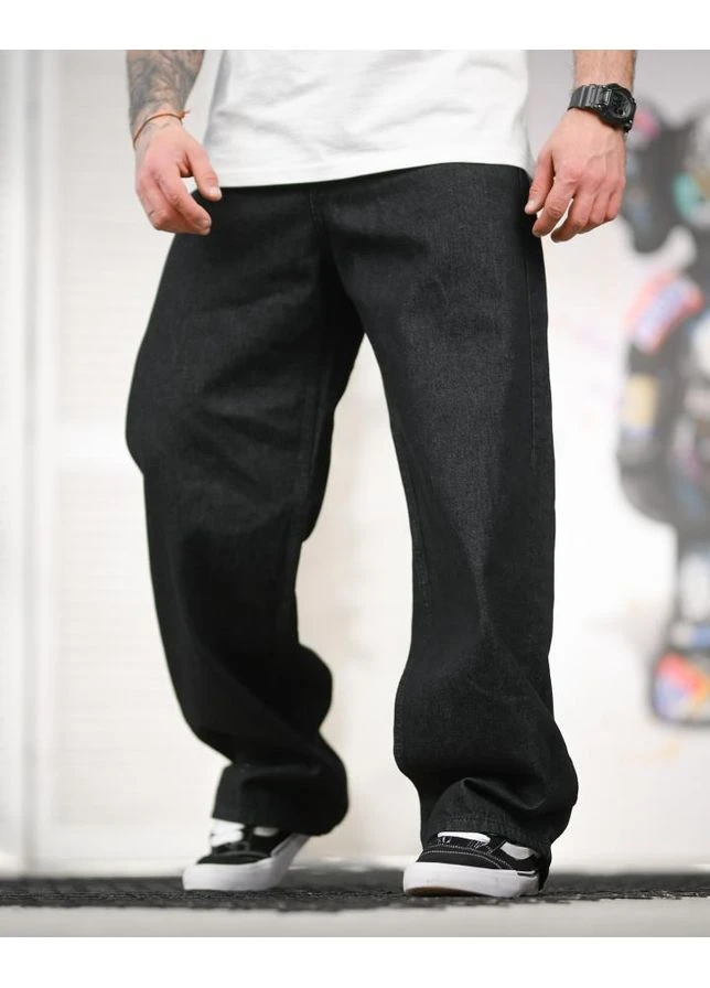 Черные демисезонные мужские джинсы багги stussy terecs черные wide fit деним оверсайз тр6856 30 No Brand