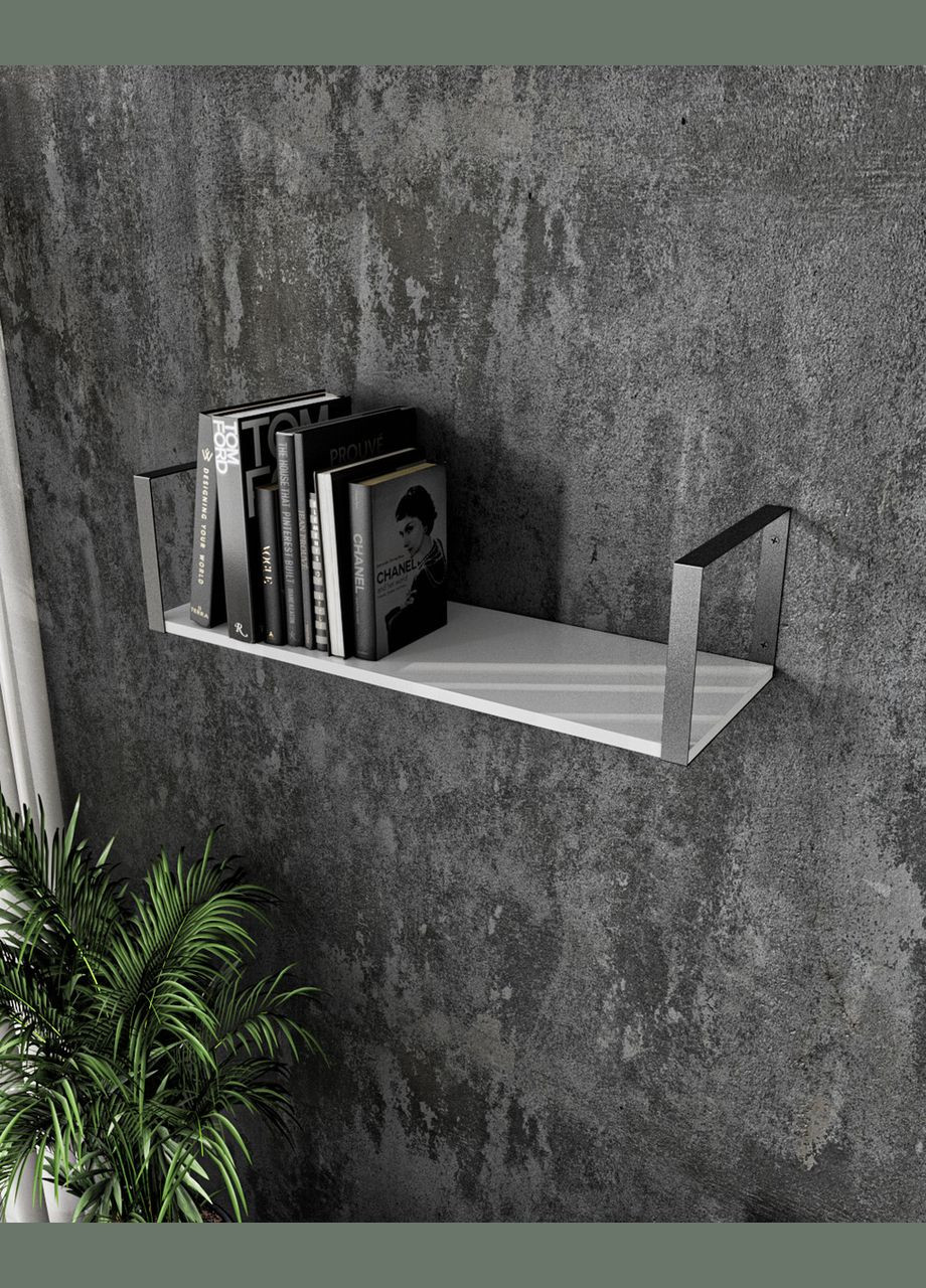 Полиця настінна в стилі лофт від XS-28 прямокутник Білий/Чорний MORELI (335424484)