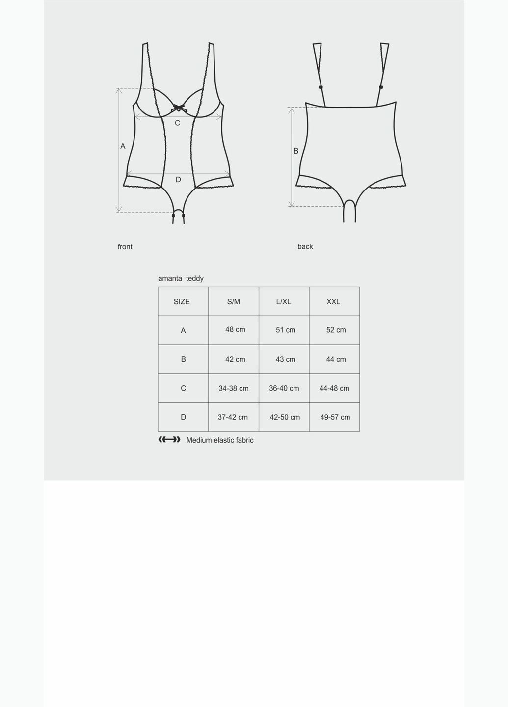 Сетчатое боди на косточках Amanta teddy L/, черное, с доступом, L/XL Obsessive (371389784)