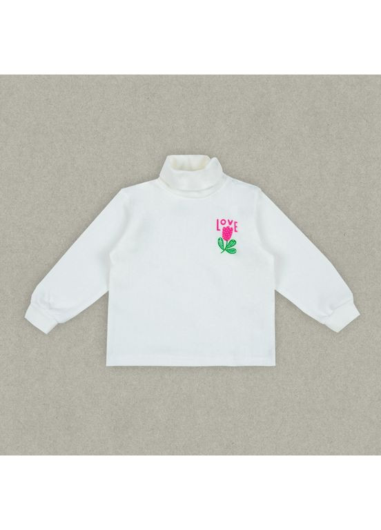 Молочний зимовий светр дитячий для дівчинки sv-25-8 "love" з ніжною квіткою GABBI