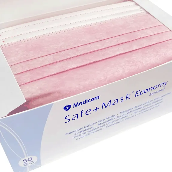 Маска медична тришарова SAFE+MASK Economy (Pink), 50 шт Medicom (386092957)