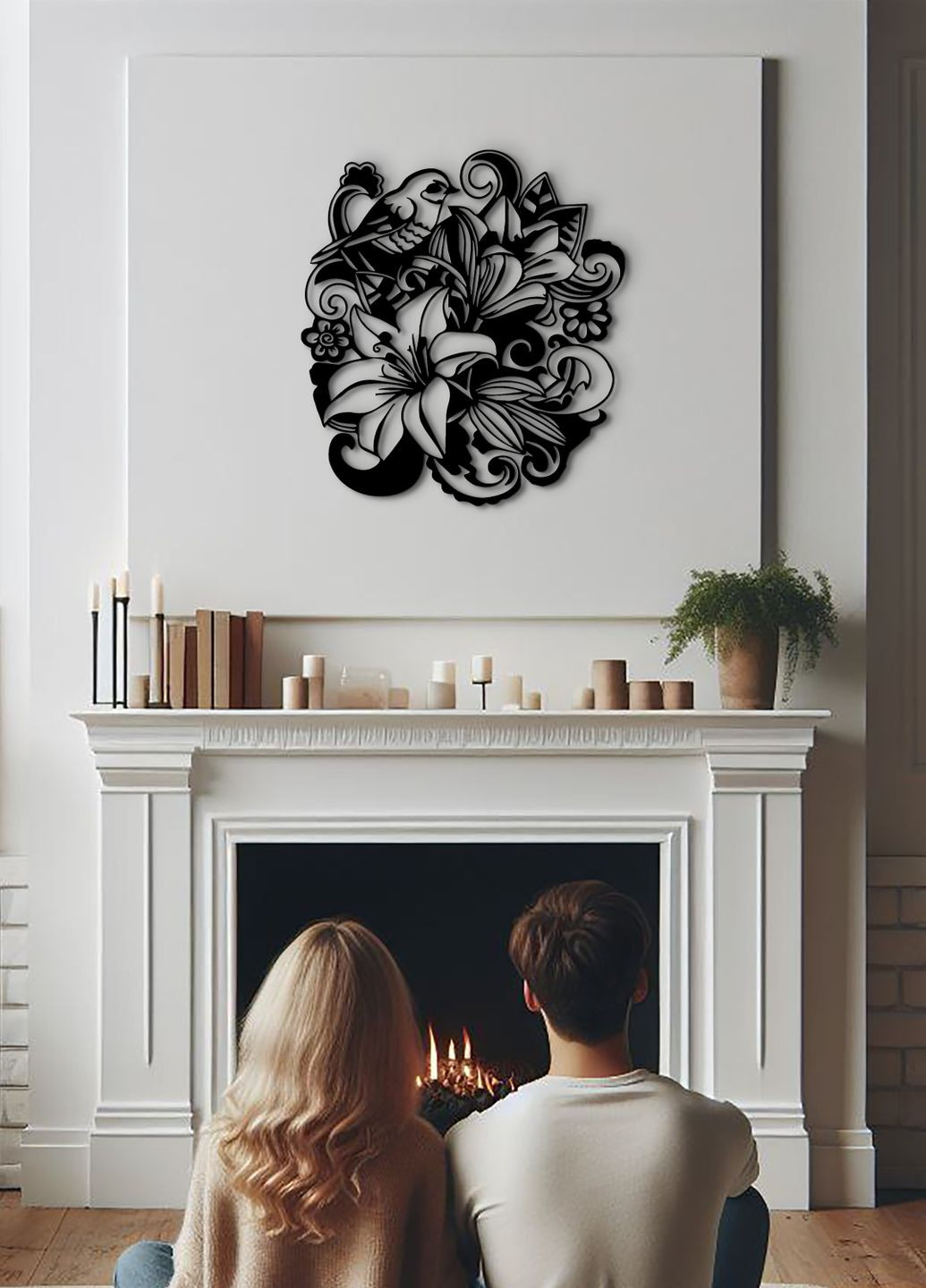 Декор для комнаты, интерьерная картина на стену "Лилия цветущая", минималистичный стиль 40х45 см Woodyard (292113678)