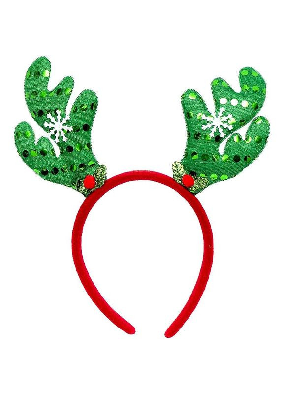 Ободок новогодний "Оленьи рога" 2502(Green) зеленый Bambi (372467255)