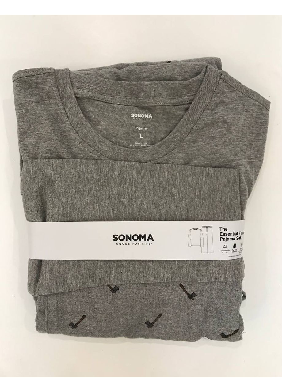 Мужская пижама: лонгслив + фланелевые штаны Sonoma (370388820)