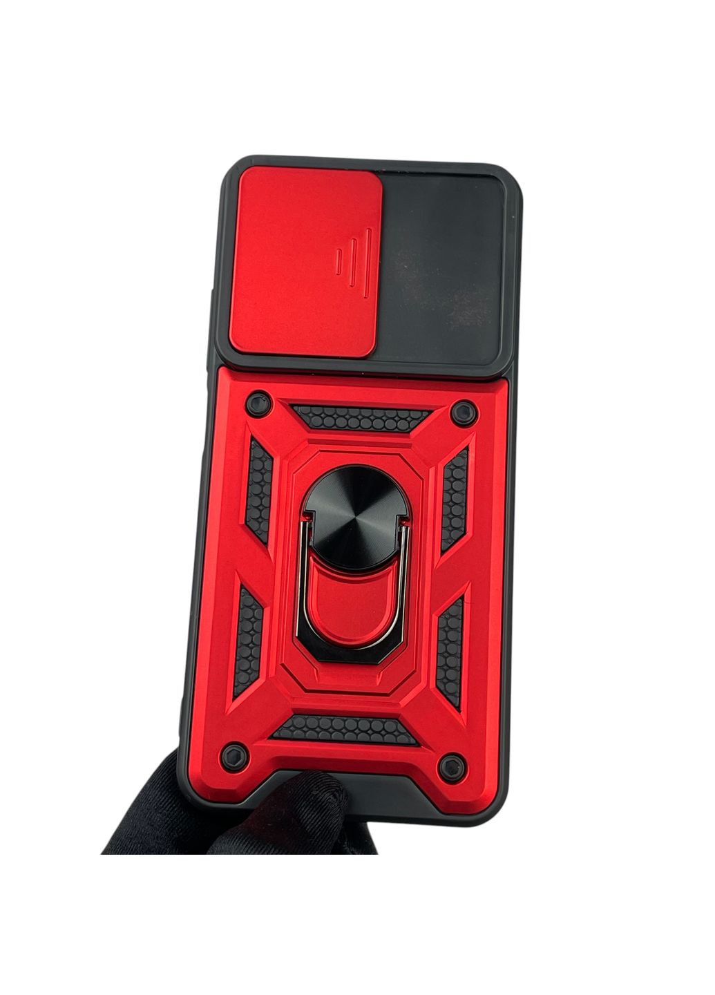 Чохол для Redmi Note 11s броньований з кільцем-тримачем підставкою зі шторкою на сяомі редмі нот 11с червоний rg1 Xiaomi (366233393)