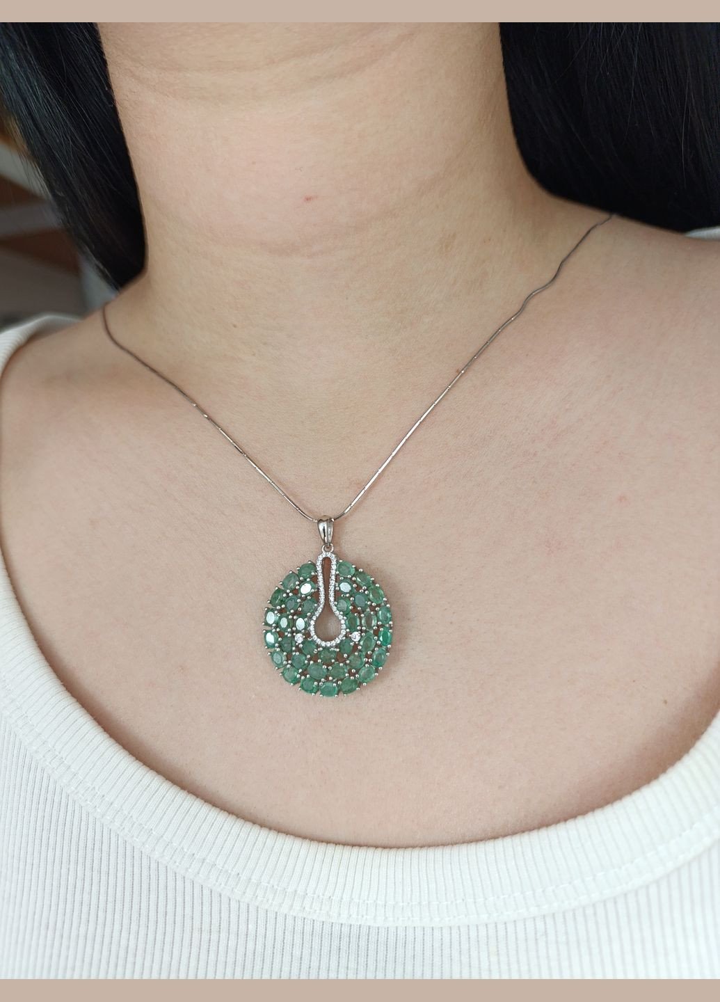 Серебряная подвеска с бериллом и цирконием Р555-из No Brand Підвіска (328082572)