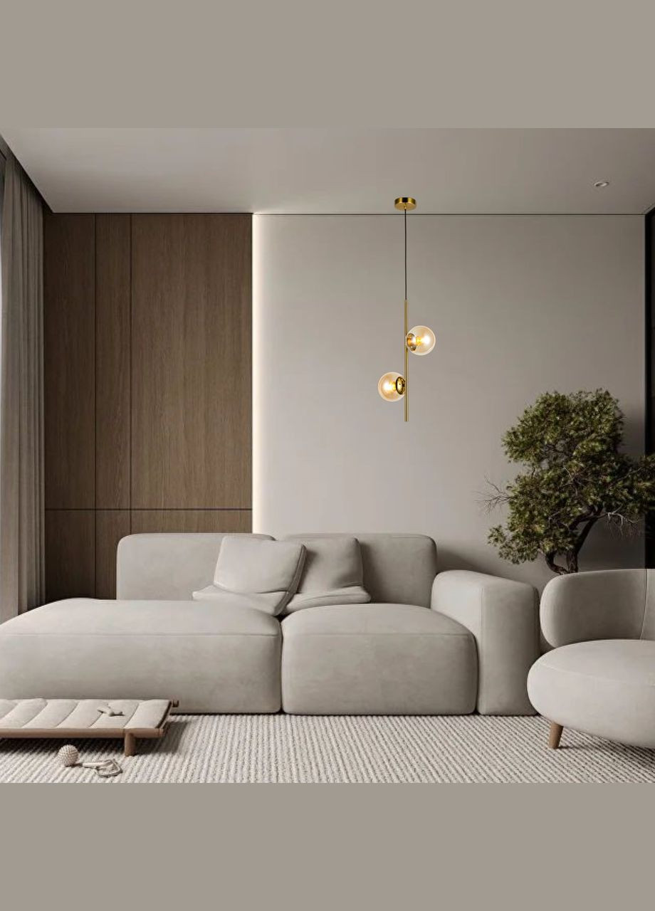 Підвісний світильник на 2 лампи з 13см плафонами (52-1015-2 BRZ+BR) No Brand (370069548)