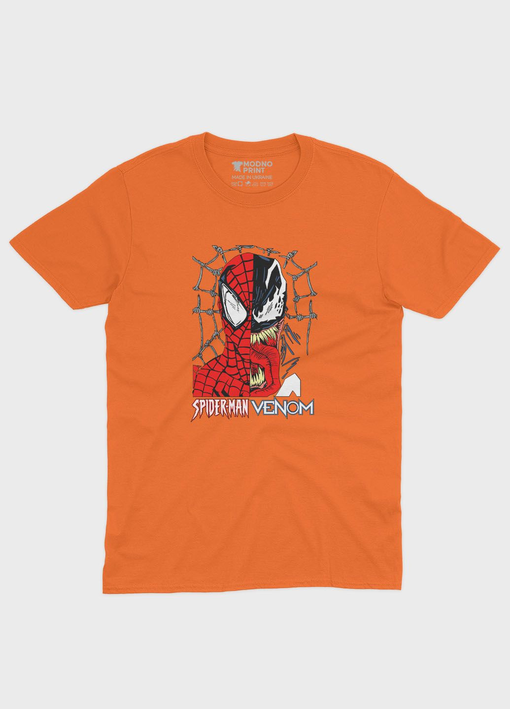 Оранжевая демисезонная футболка для мальчика с принтом супергероя - человек-паук (ts001-1-ora-006-014-050-b) Modno