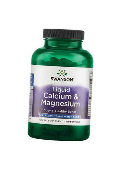 Висококонцентрований кальцій та магній, Liquid Calcium & Magnesium, 100гелкапс (36280088) Swanson (327398098)