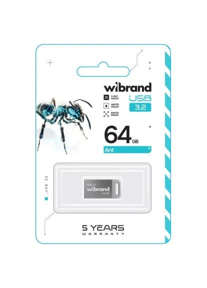 USB флеш накопичувач 64GB Ant Silver USB 3.2 Gen 1 (USB 3.0) (WI3.2/AN64M4S) Wibrand (396868487)