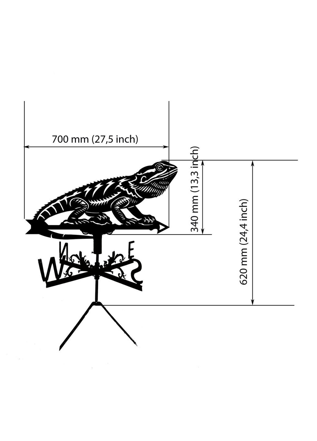 Флюгер на дом Ящерица Игуана, флюгер на крышу из металла 2 мм. No Brand (368896574)
