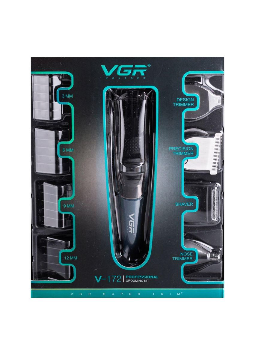 Машинка тример для стрижки 4в1 з насадками Синій V-172 VGR (370974777)