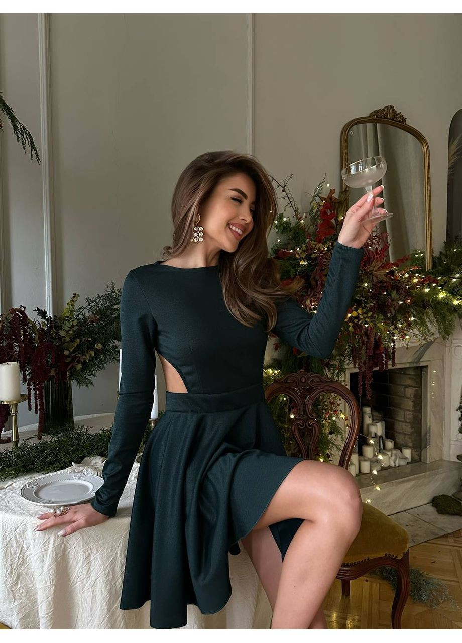 Зелена святковий жіноча сукня з вирізами кльош Avanti однотонна