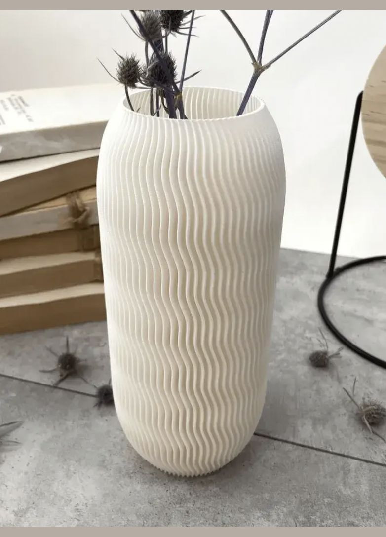 Декоративна ваза для квітів і сухоцвітів "Шум моря" / Фігурна ваза для дому, вулиці пластикова. білий UA3D (304997093)