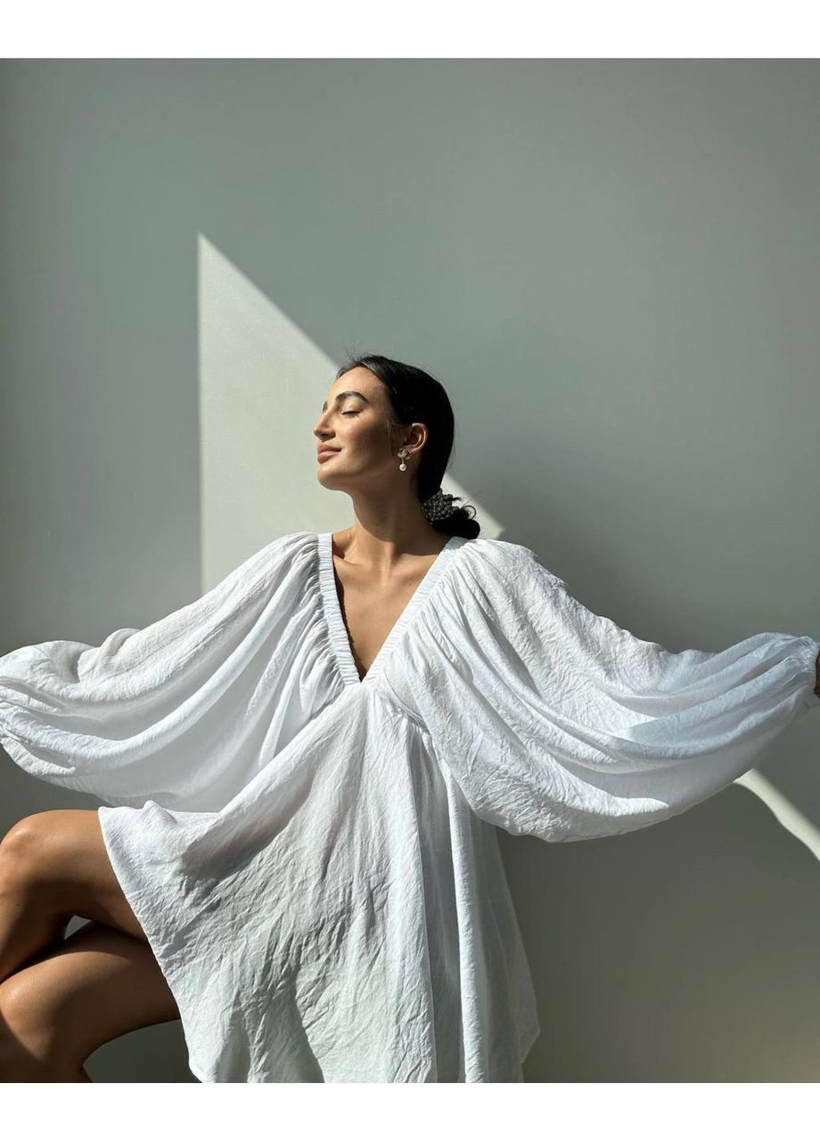 Молочное женское платье oversize из креп-жатки оверсайз No Brand