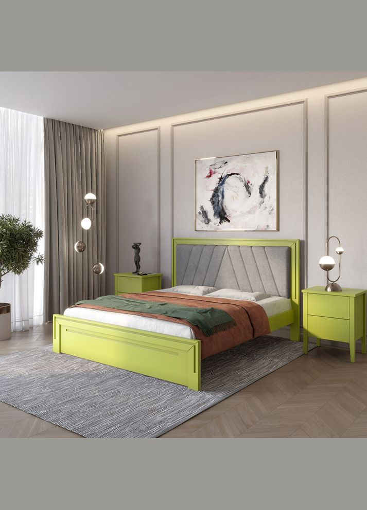 Двуспальная деревянная кровать Торонто Т2 (S3050G70Y)/Аляска 93 (серый) 180х190 см (MBG-8416) Mebigrand (368281514)