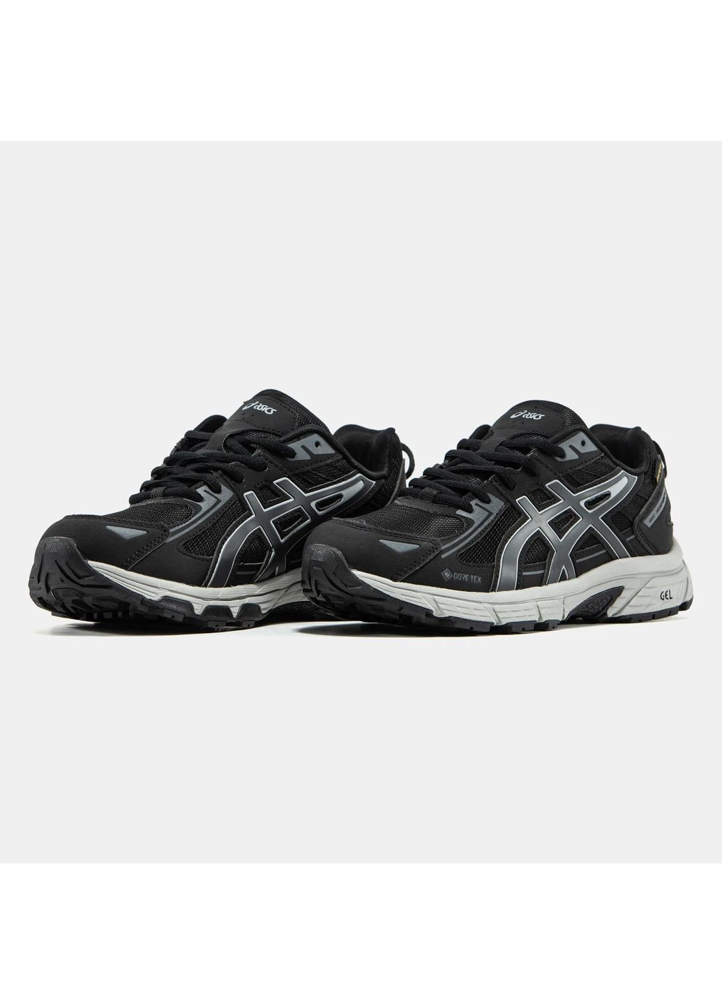 Черные демисезонные кроссовки мужские asics gel-venture 6 black grey gore-tex | асикс гель-вентуре 6 черные No Brand