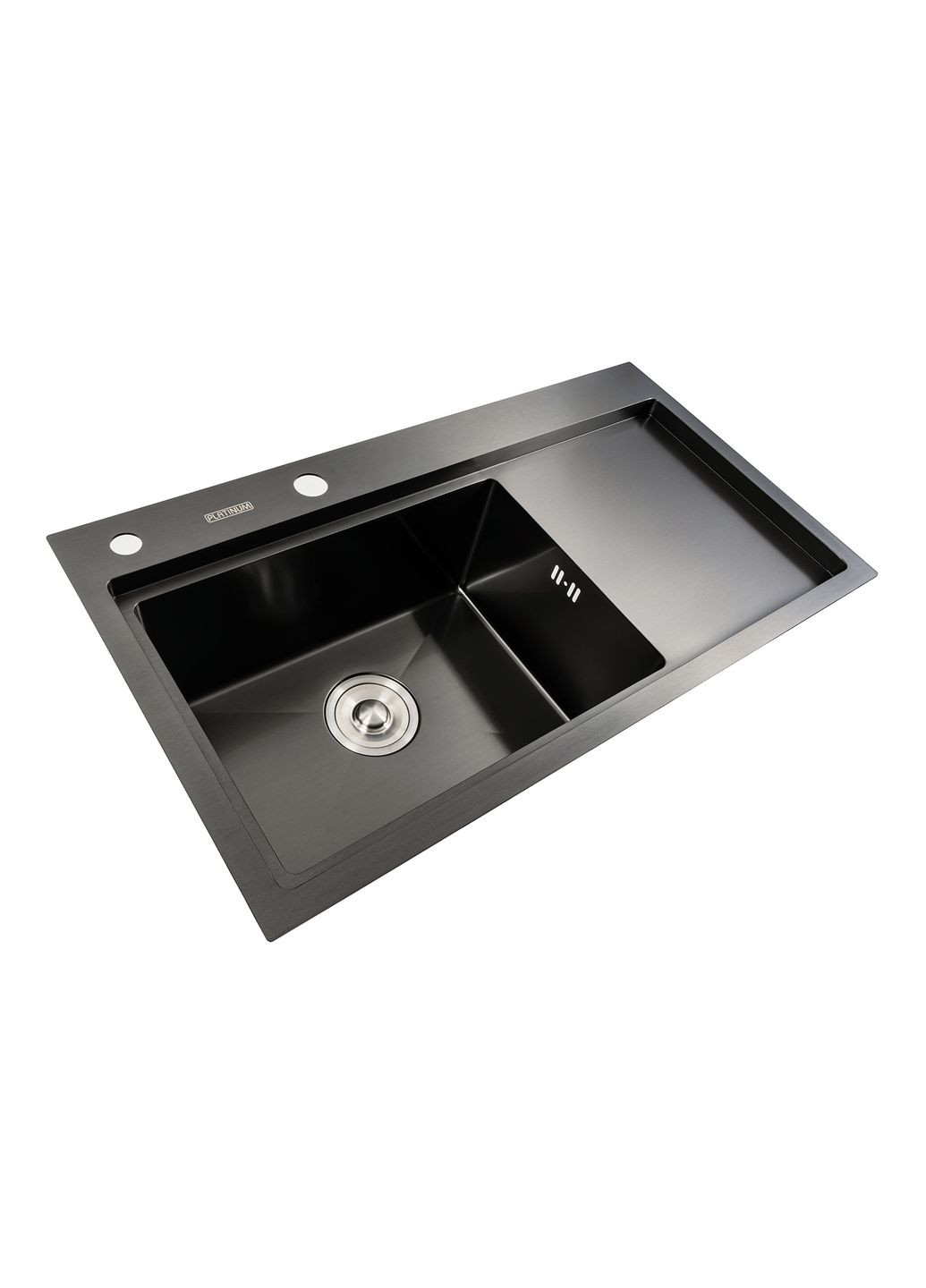 Кухонная мойка черная PVD 78*43 L Handmade (два отверстия, круглый сифон 3,0/0,8) Platinum (291016248)