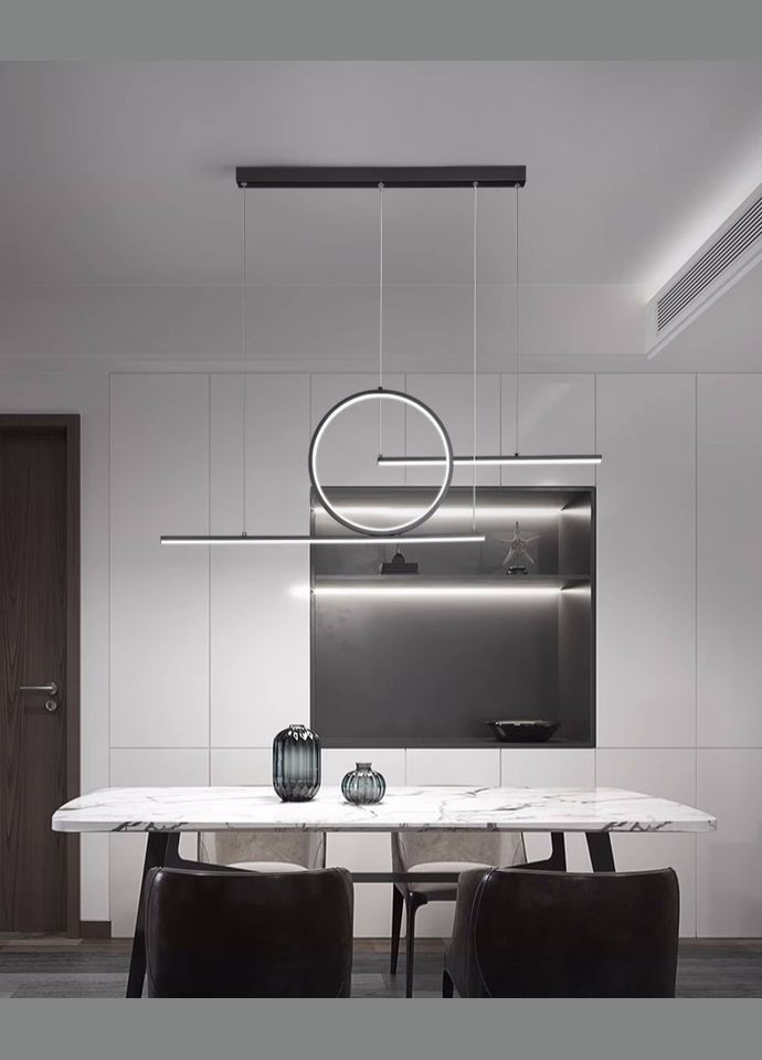 Люстра світлодіодна підвісна LED світильник для квартири на стелю лед 27161 Чорний 35-150х5х70 см. Sunnysky (370548739)