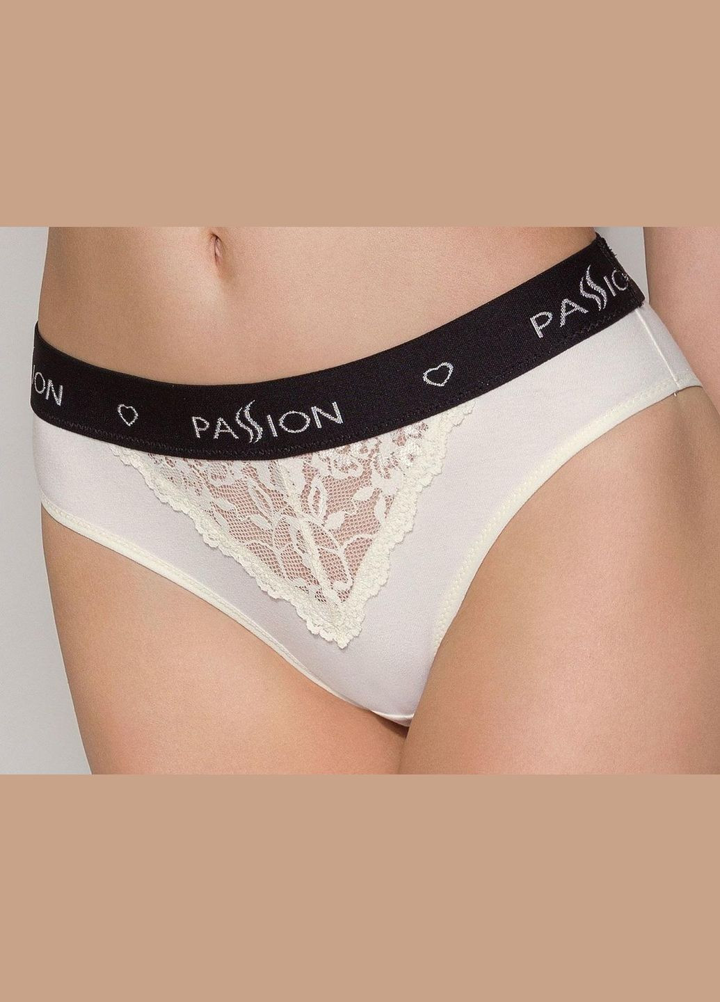 Чорний демісезонний трусики з широкою резинкою та мереживом ps001 panties ecru, size m Passion
