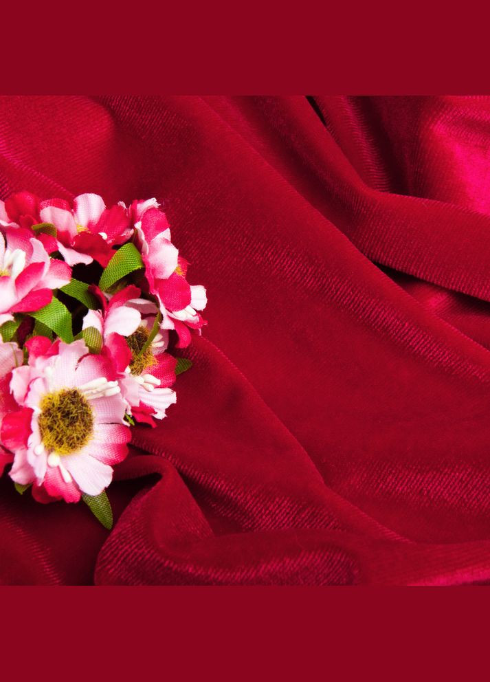 Тканина велюр однотонний, 140 см, 284 г/м2, для одягу, суконь, костюмів, спідниць V-7 червоний IDEIA (318506934)