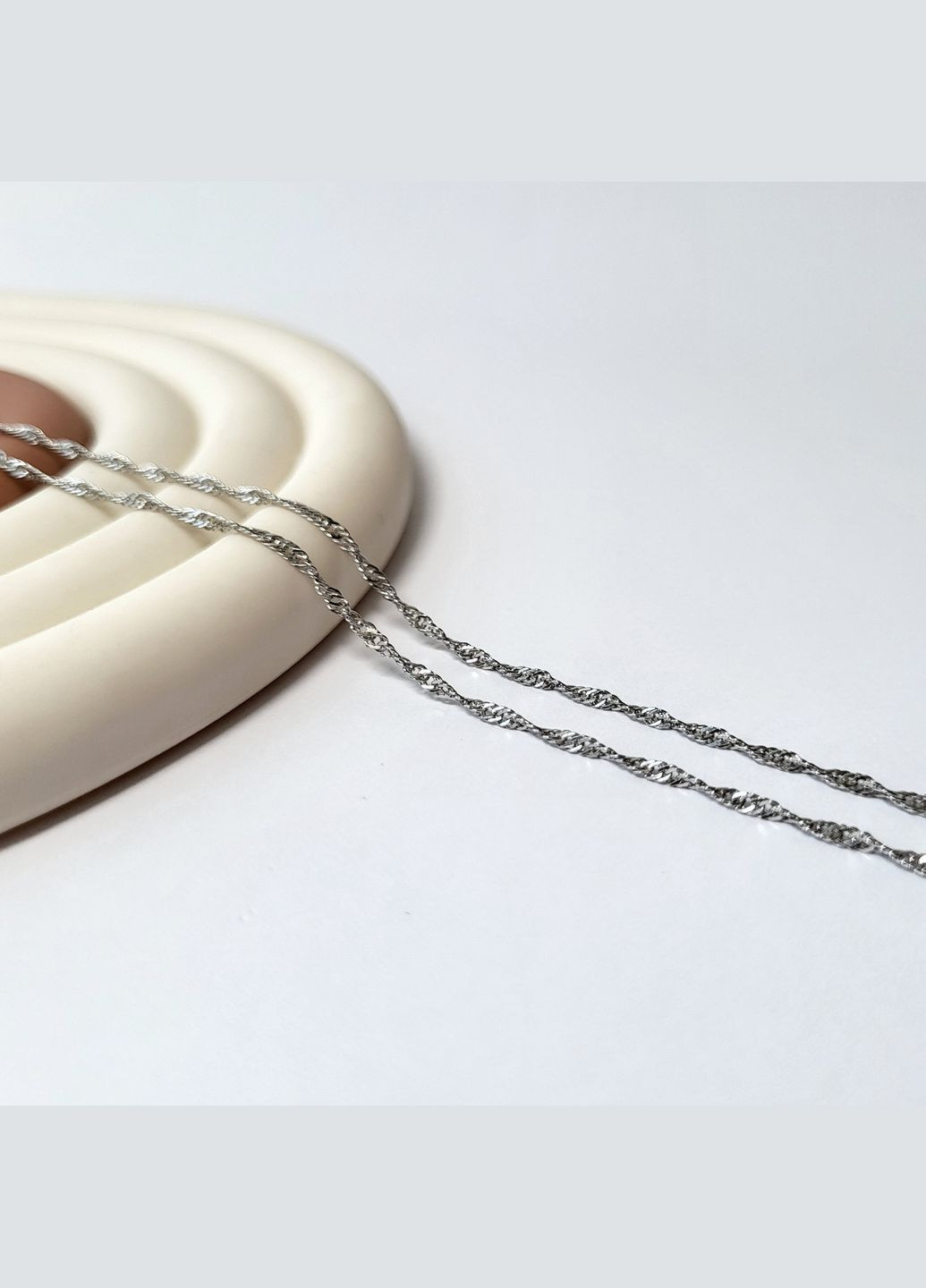 Серебряная тонкая Цепочка цепь Сингапур см серебро 925 пробы Родированное 1.30г 801р1/40 No Brand (306854428)