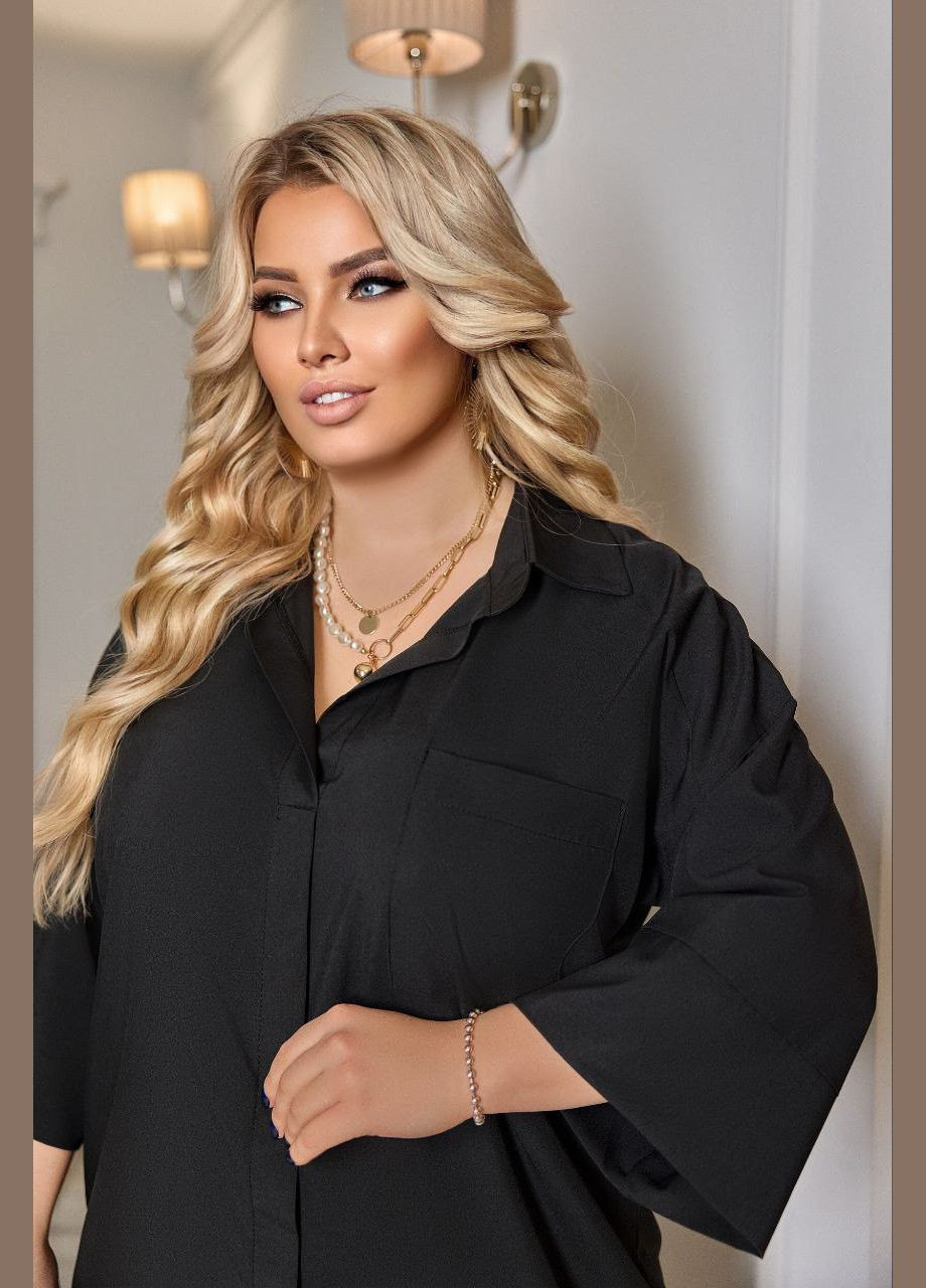 Чорна стильна блуза вільного крою 🥰 No Brand