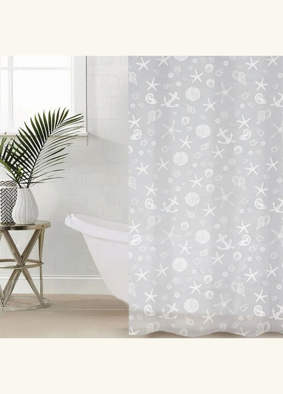 Шторка для ванної та душу 180x180 см водонепроникна, штора для душової та ванної кімнати з гачками, прозора No Brand (346528652)