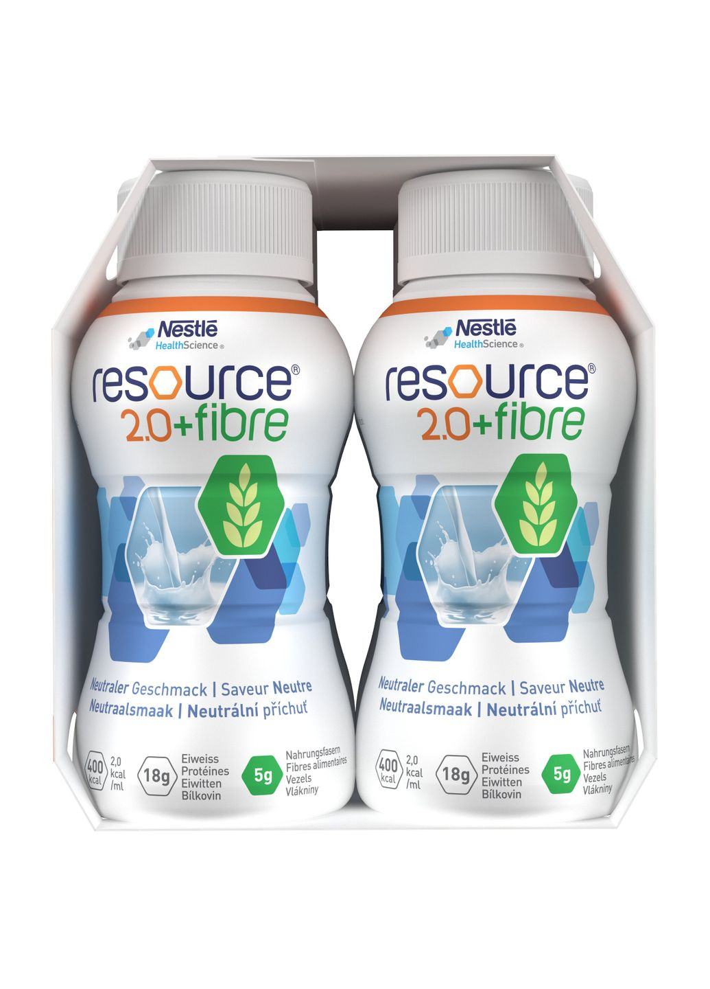 Ентеральне харчування Resource 2.0+Fibre із нейтральним смаком, 4 шт. по 200 мл Nestle Health Science 12100792 (328309976)