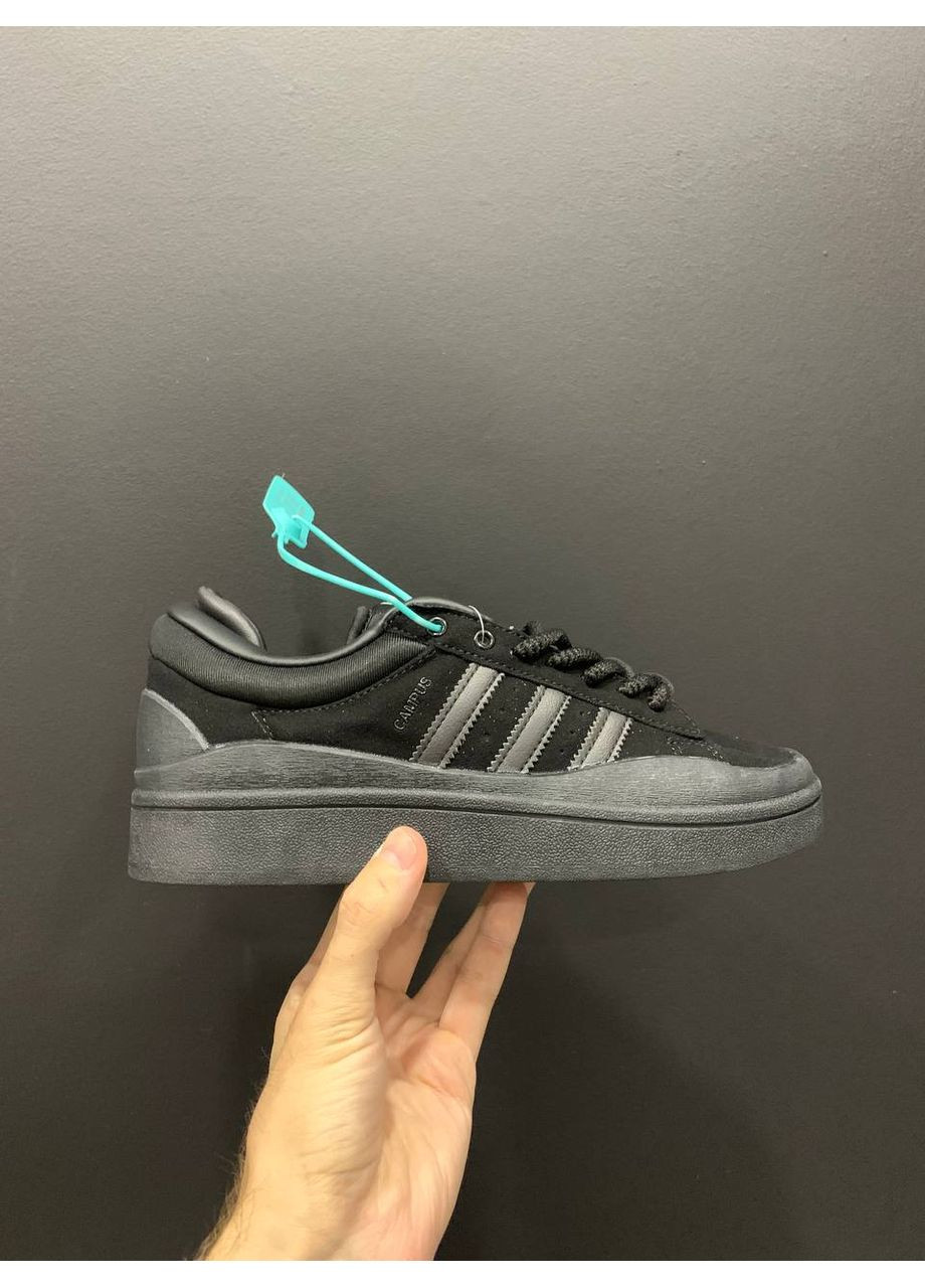 Черные демисезонные кроссовки мужские adidas campus x bad bunny full black адидас кампус No Brand