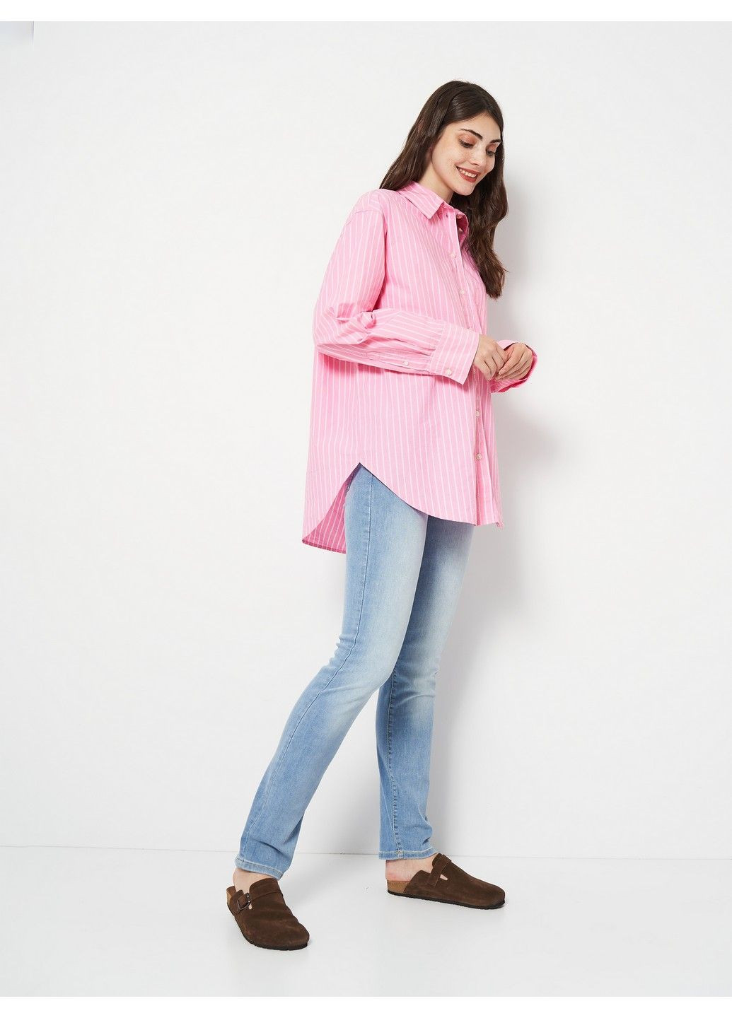 Розовая кэжуал рубашка однотонная H&M